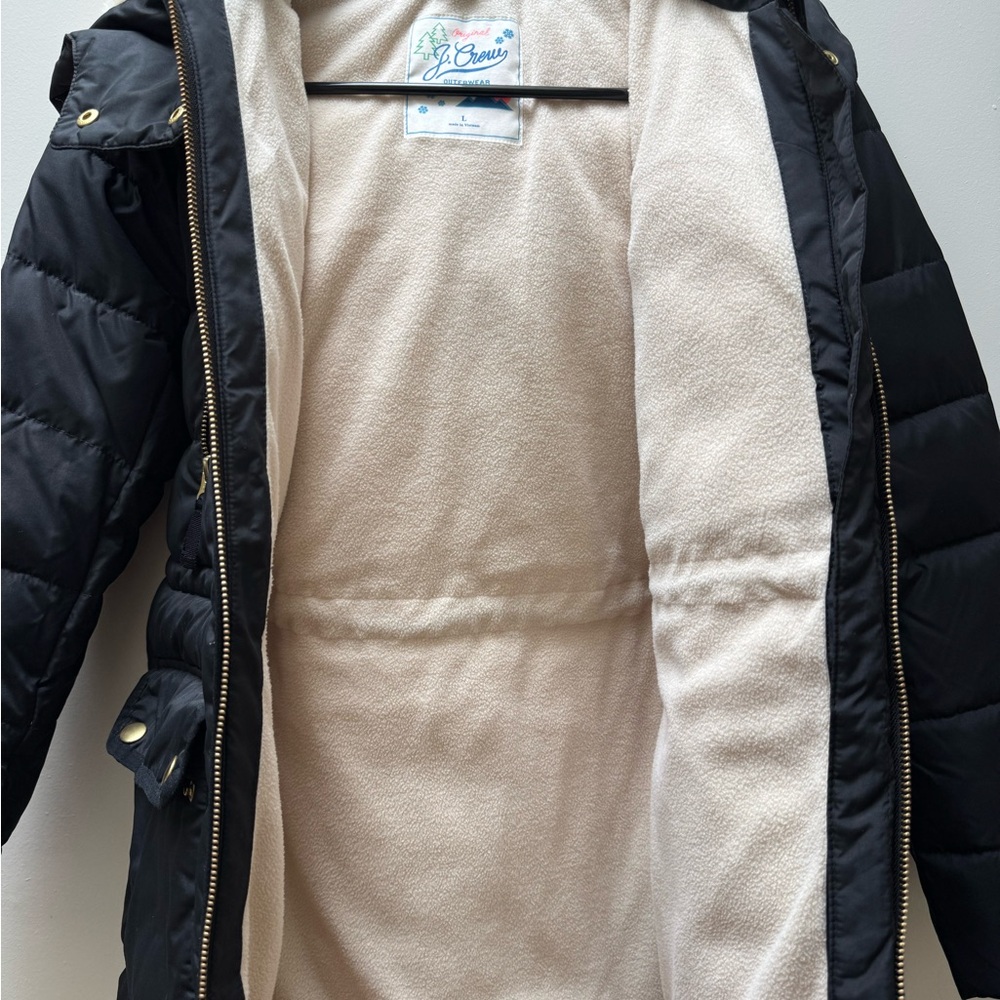 J.Crew Black Puffer Coat with Cream Lining